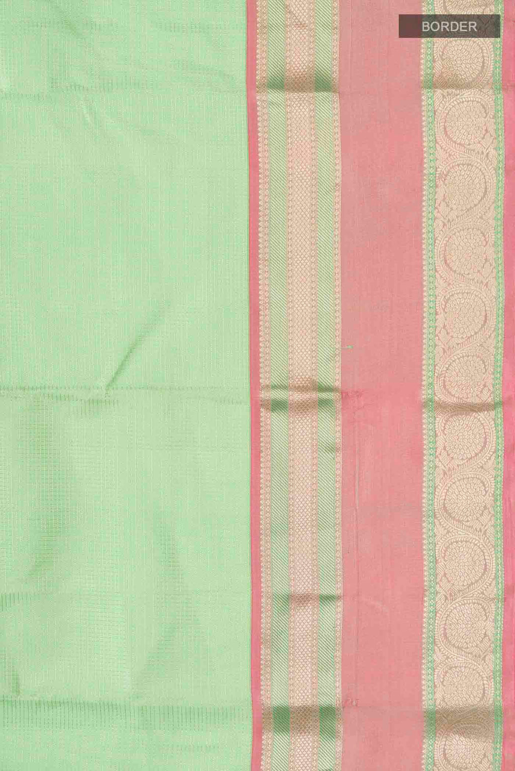 Border image of Green Kanchipuram Silk Saree with Checked design on the body and Zari Border