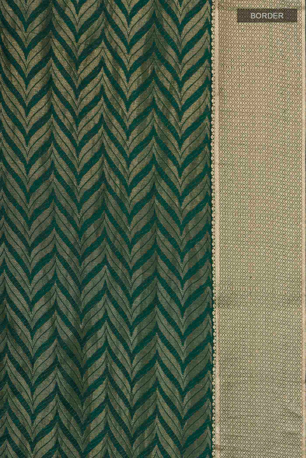 Border image of Green Mysore Crepe Saree with Zari Brocade on the body and Zari Border