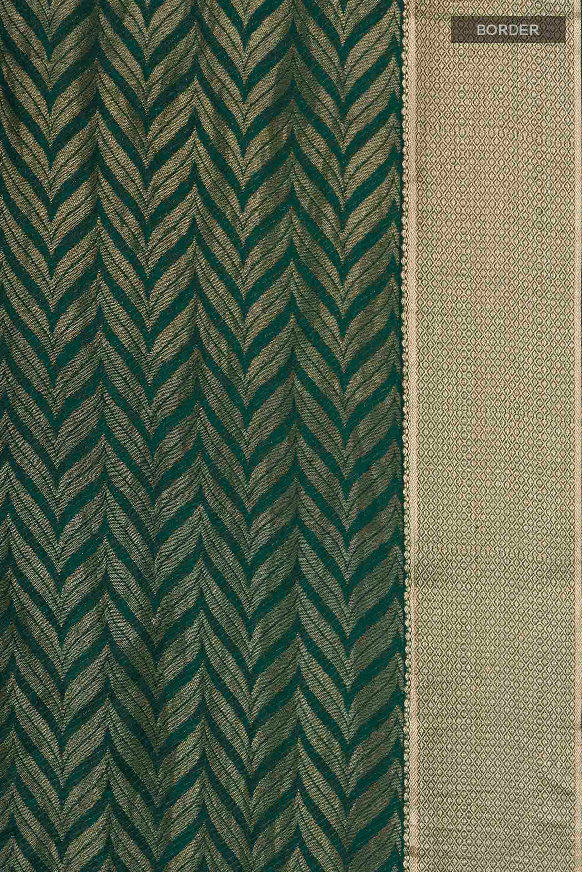 Border image of Green Mysore Crepe Saree with Zari Brocade on the body and Zari Border