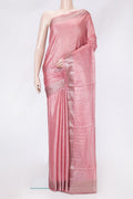 Pink Dual Tone Tussar Silk Saree with Checked design on the body and Zari Border.  displayed on a mannequin