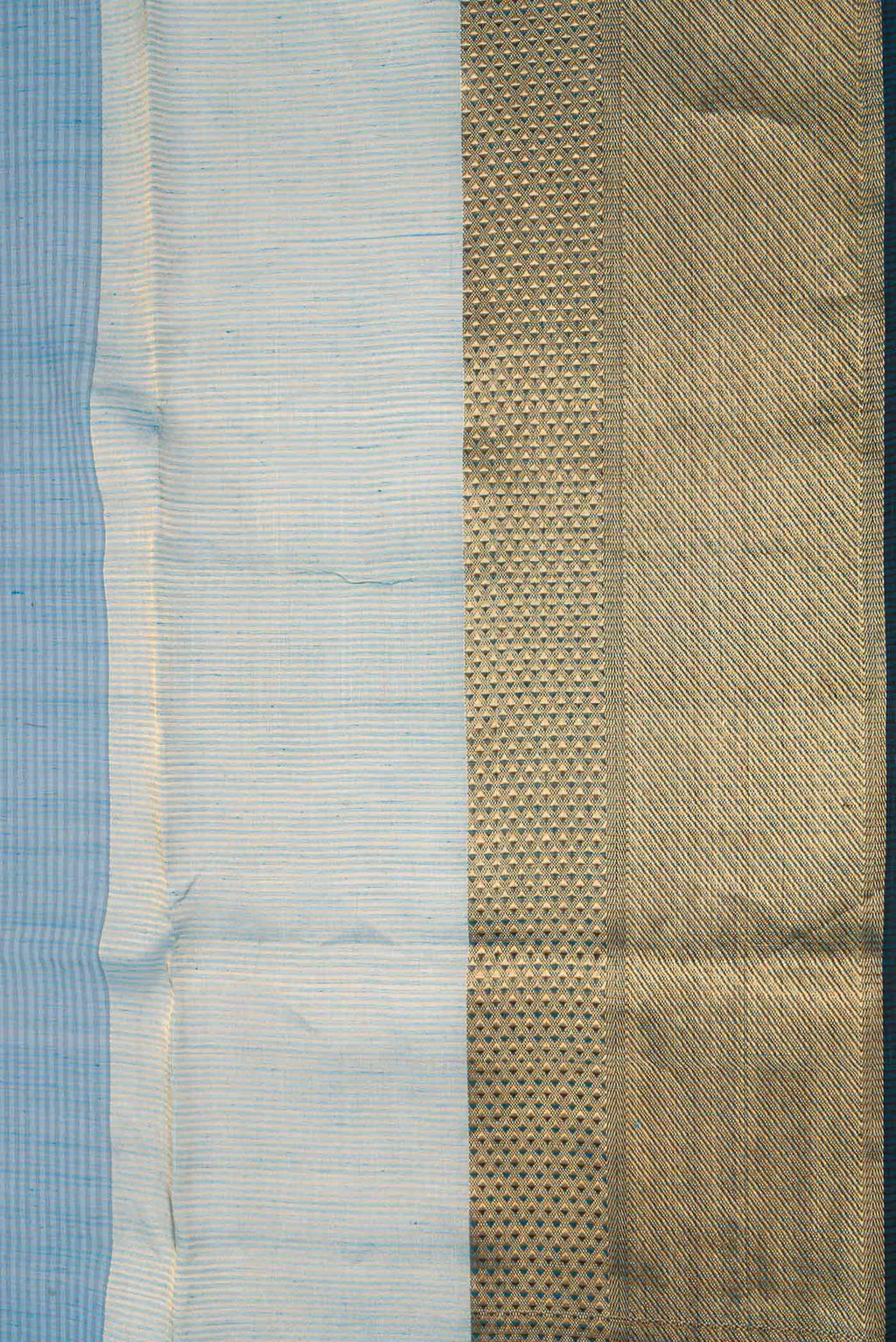 Border image of Maya Blue Dual Tone Silk Cotton Saree with Stripes on the body and Zari Border