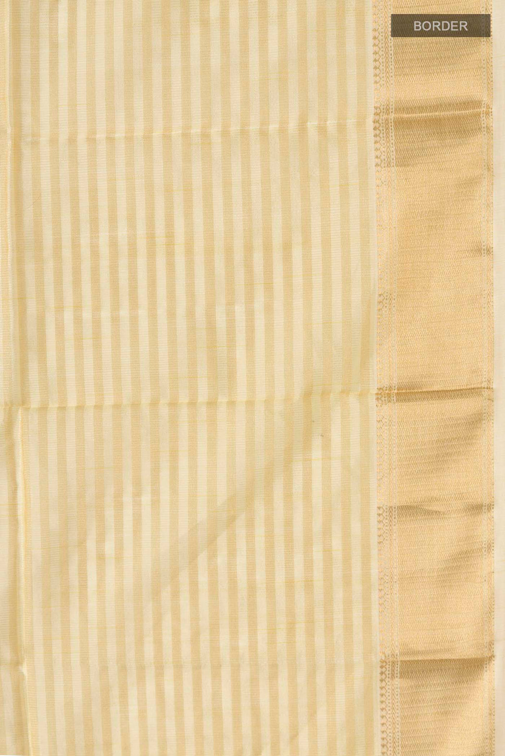 Border image of Cream Banarasi Raw Silk Saree with Stripes on the body and Zari Border