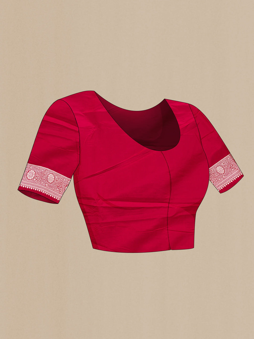 Close up image of the blouse of Maroon Dual Tone Blended Banarasi Silk Saree with Zari Butta on the body and Zari Border. 