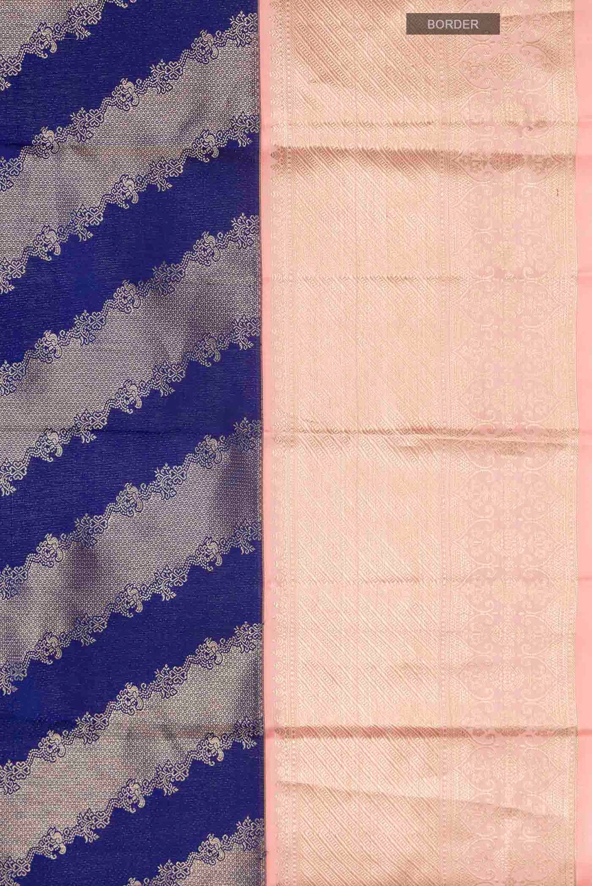 Border image of Blue Kanchipuram Silk Saree with Zari Butta on the body and Zari Border