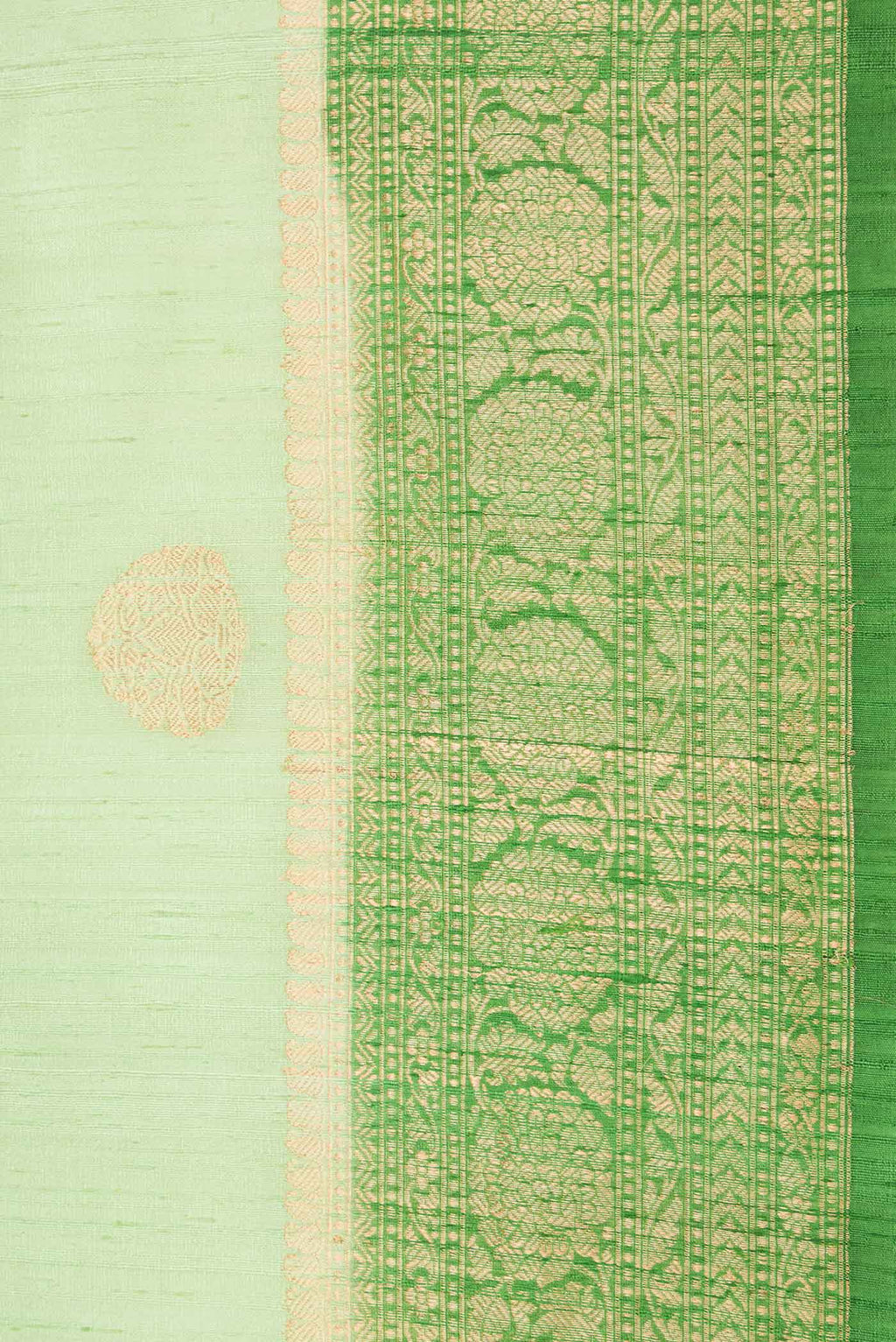 Border image of Light Green Dual Tone Raw Silk Saree with Zari Butta on the body and Zari Border