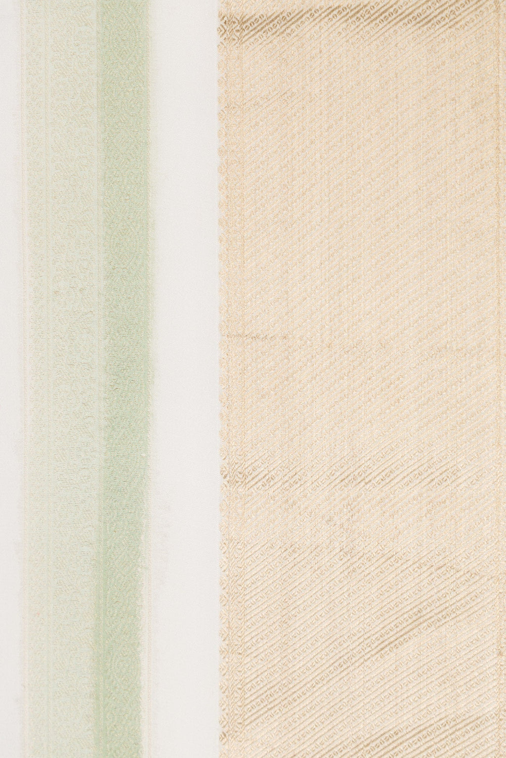 Border image of Offwhite , Green and Beige Color Mysore Silk Saree with Stripes on the body and Zari Border. 