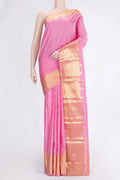 Pink Dual Tone Kanchipuram Silk Saree with Zari Butta on the body and Fancy Border.  displayed on a mannequin
