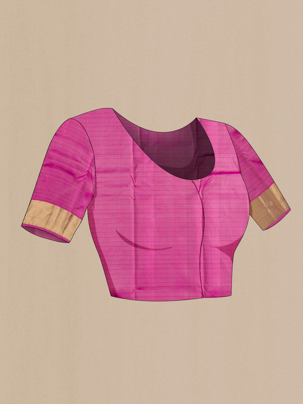 Close up image of the blouse of Mauve Kanchipuram Silk Saree with Checked design on the body and Zari Border