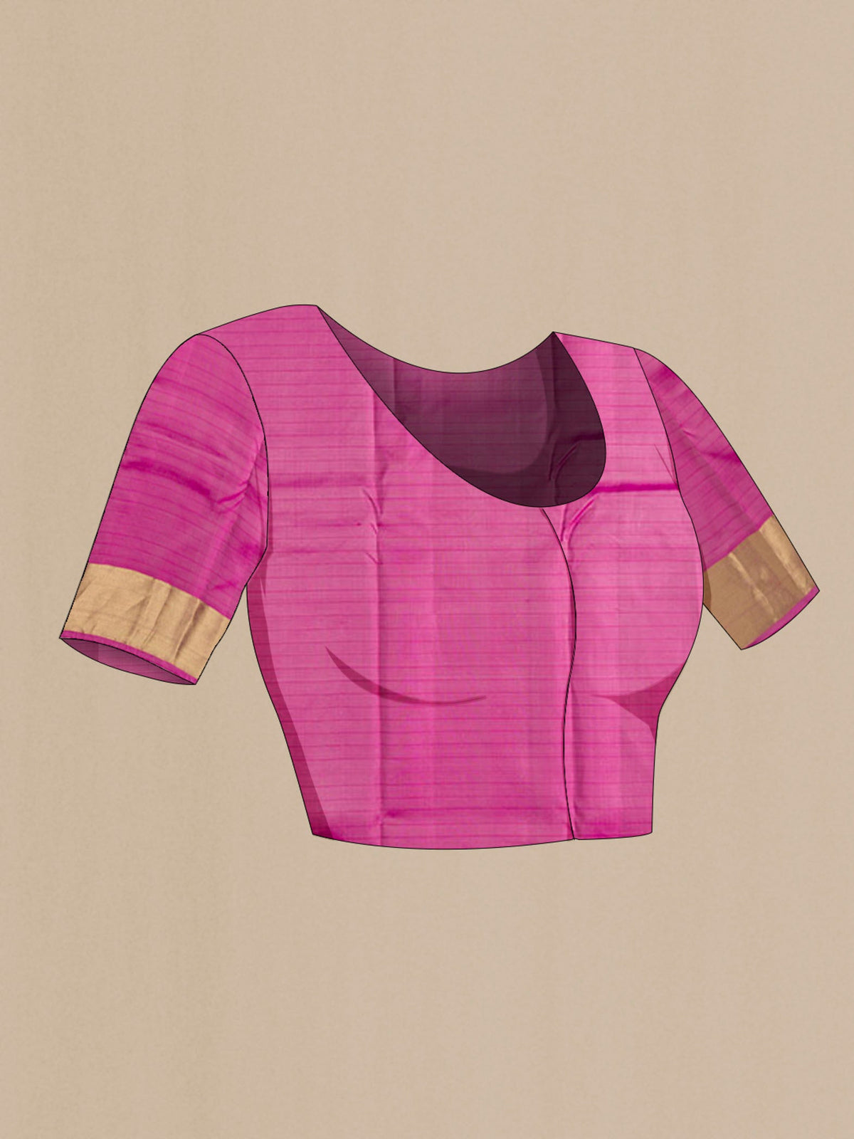 Close up image of the blouse of Mauve Kanchipuram Silk Saree with Checked design on the body and Zari Border