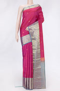 Pink Dual Tone Kanchipuram Silk Saree with Zari Butta on the body and Zari Border.  displayed on a mannequin