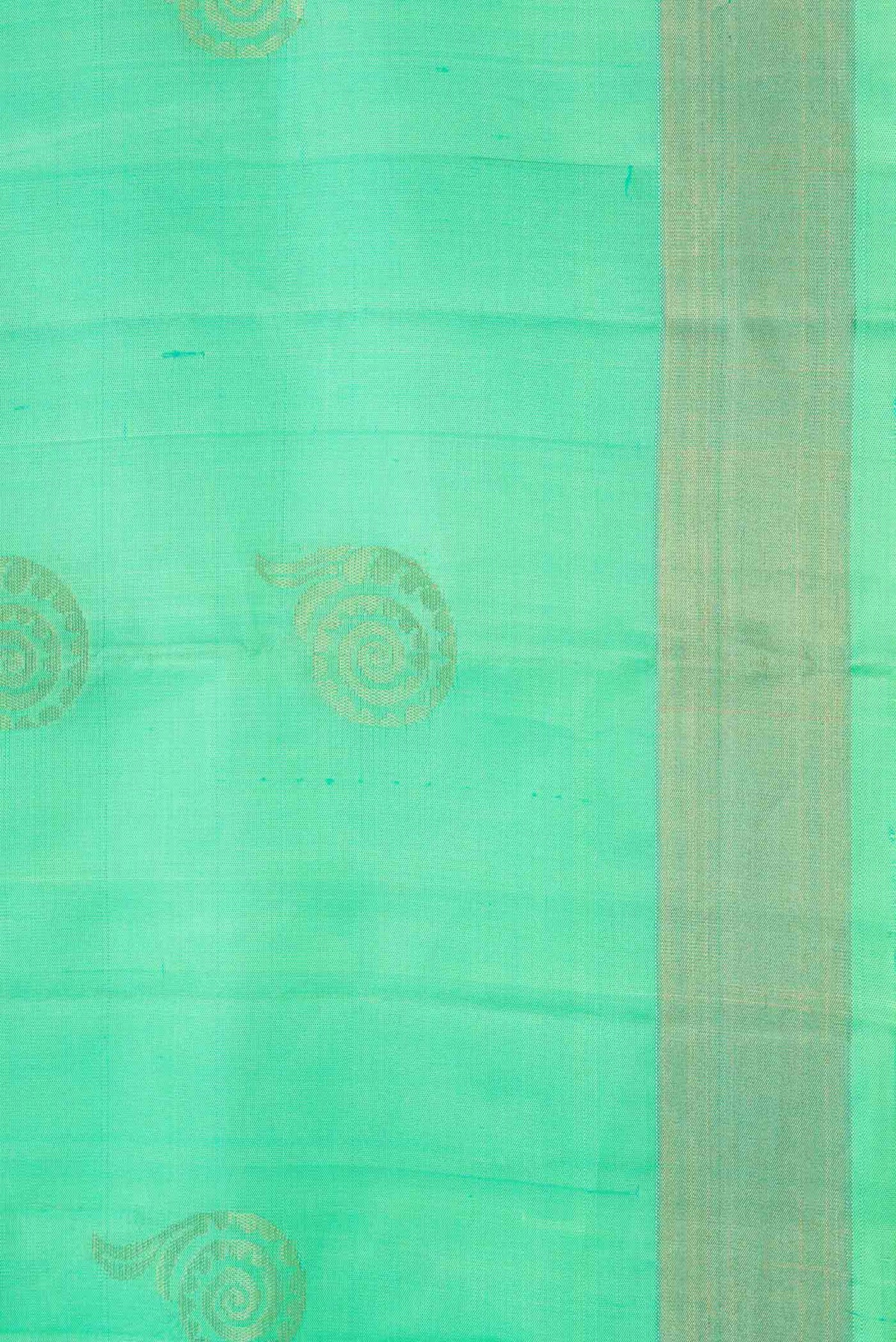 Border image of Light Green Dual Tone Soft Silk Saree with Zari Butta on the body and Zari Border