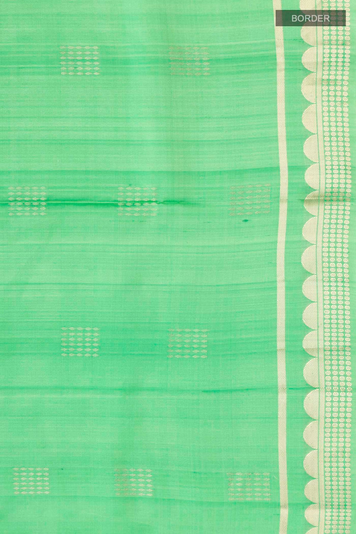 Border image of Green Soft Silk Saree with Zari Butta on the body and Zari Border
