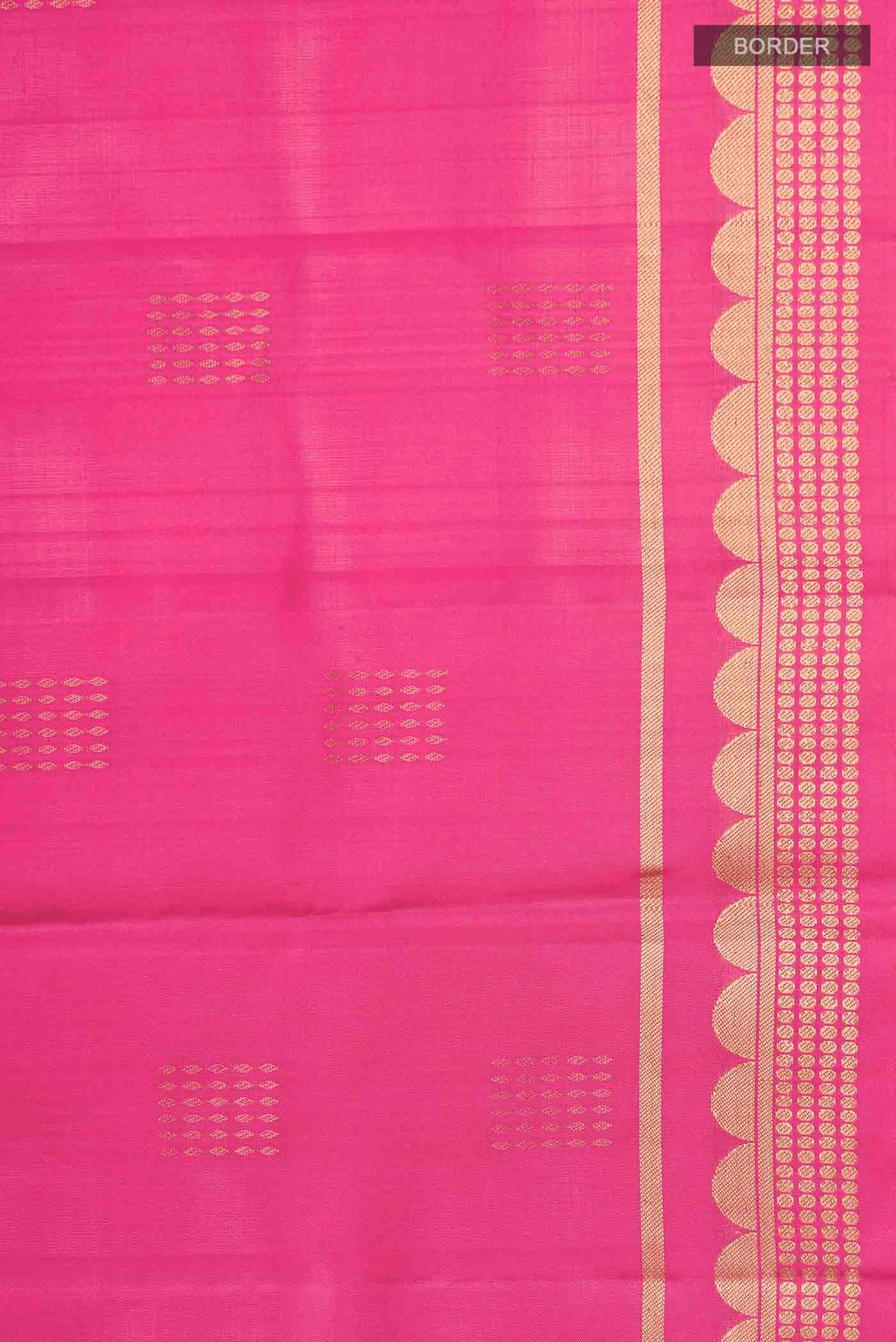 Border image of Pink Soft Silk Saree with Zari Butta on the body and Zari Border