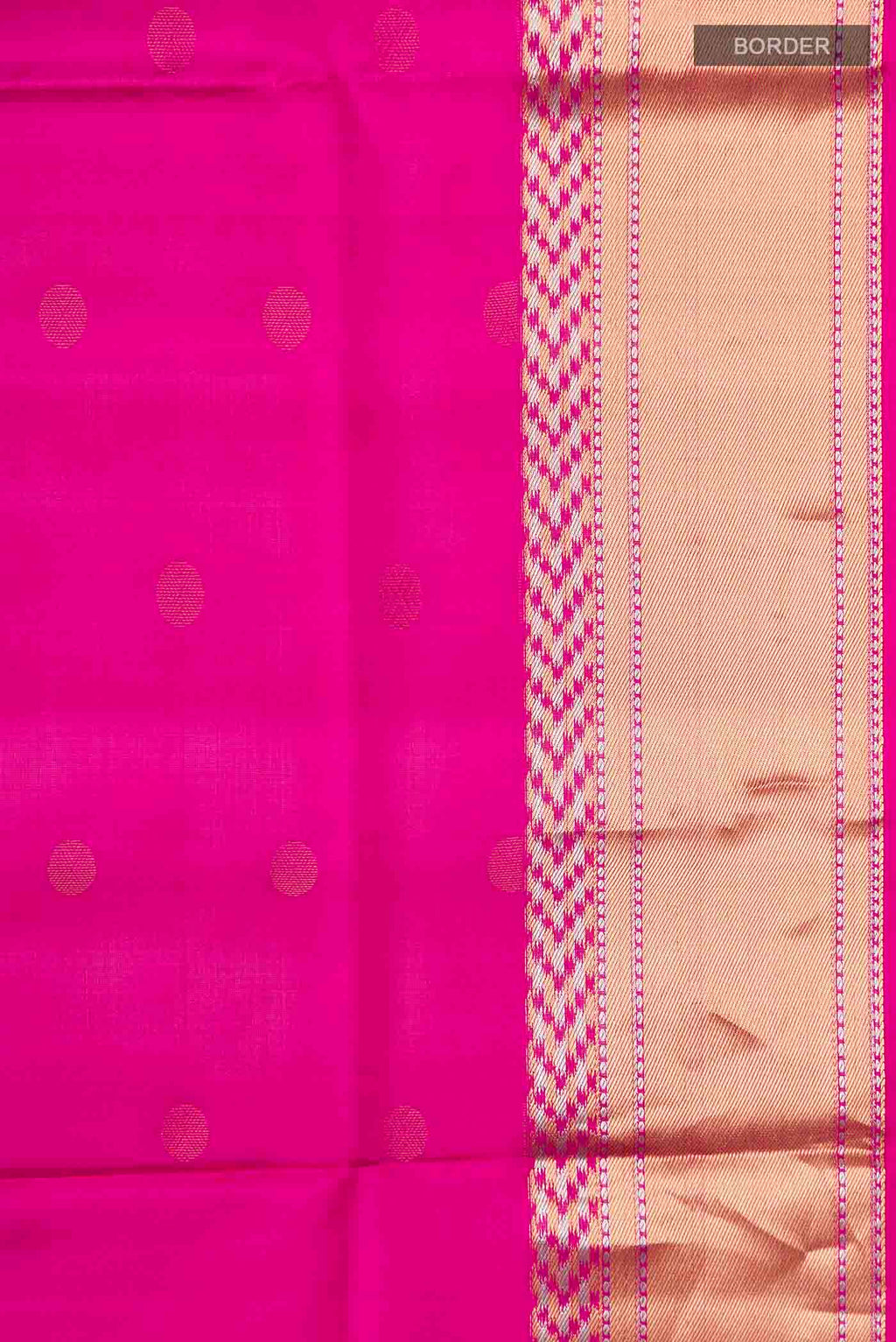Border image of Pink Soft Silk Saree with Zari Butta on the body and Zari Border