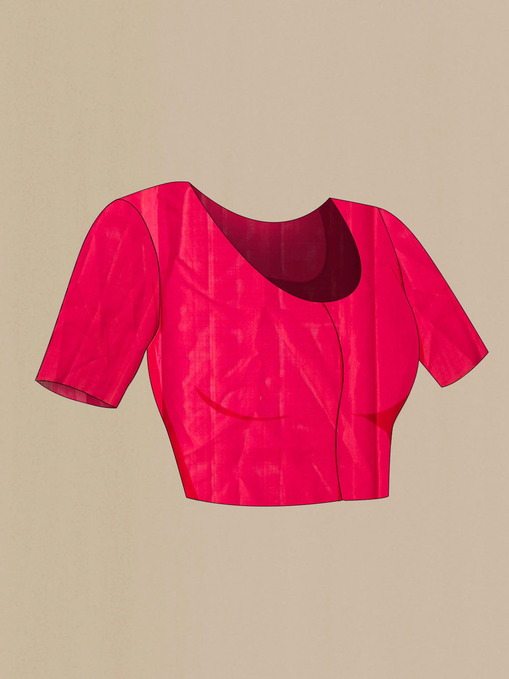 Close up image of the blouse of Pink Soft Silk Saree with Zari Butta on the body and Without Border