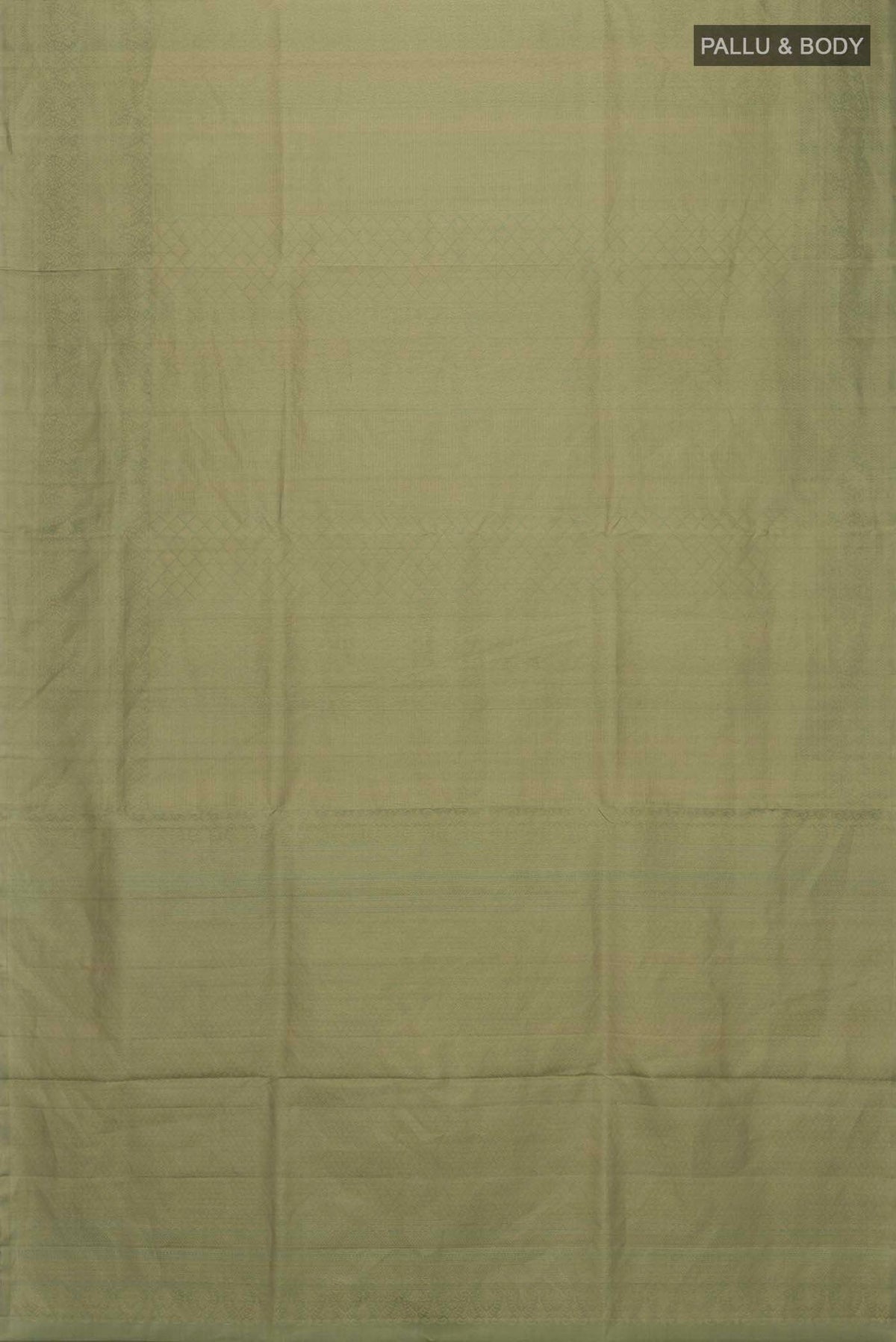 Flat view of Green Soft Silk Saree with Zari Butta on the body and Zari Border
