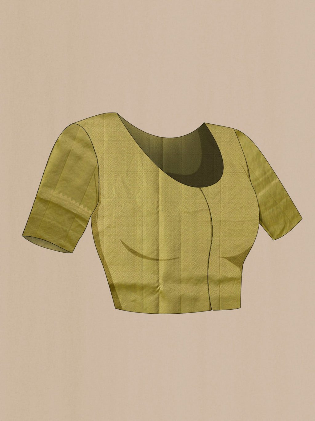 Close up image of the blouse of Green Soft Silk Saree with Zari Brocade on the body and Zari Border