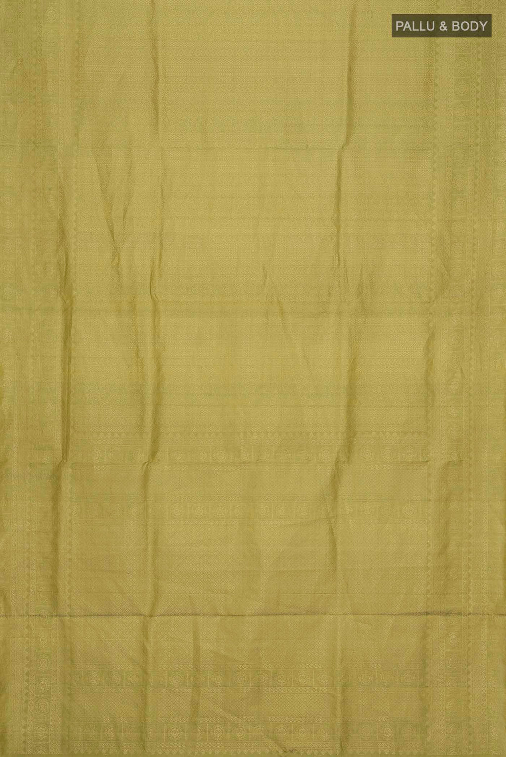 Flat view of Green Soft Silk Saree with Zari Brocade on the body and Zari Border