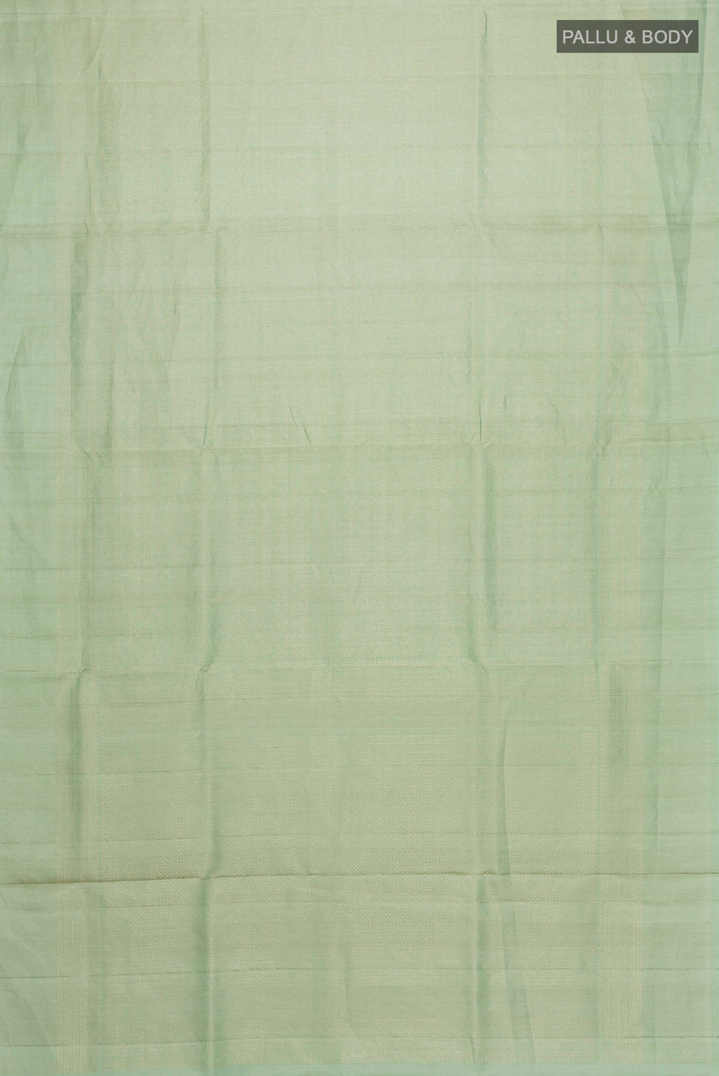 Flat view of Green Soft Silk Saree with Zari Brocade on the body and Zari Border