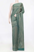 Bottle Green Dual Tone Soft Silk Saree with Zari Brocade on the body and Zari Border displayed on a mannequin