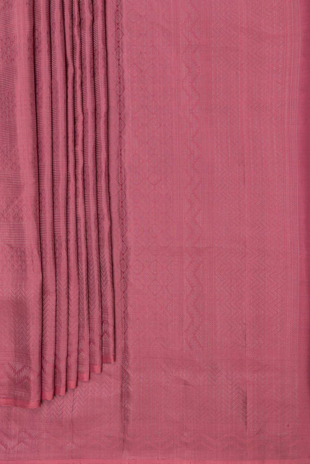 Pleats and pallu of Rani Pink Dual Tone Soft Silk Saree with Zari Brocade on the body and Zari Border