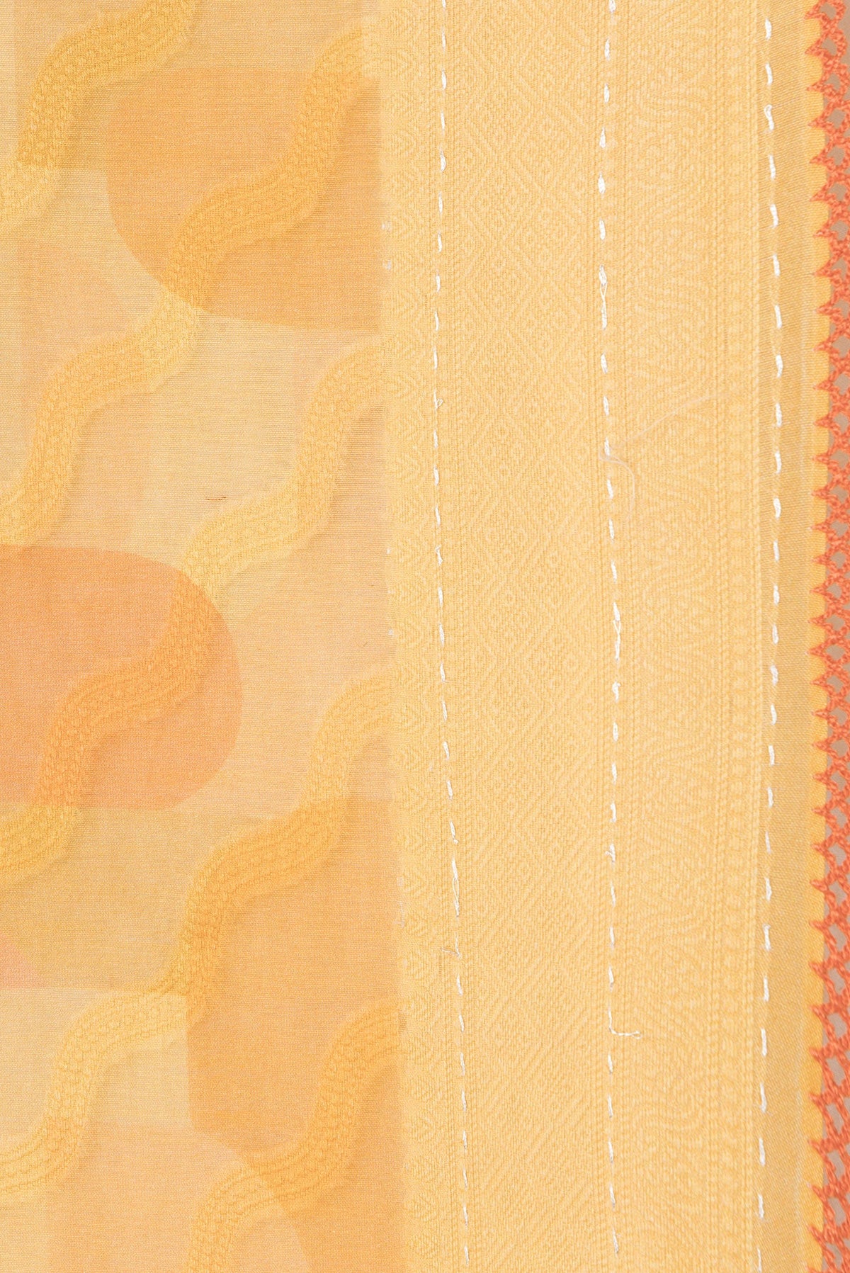 Border image of Orange Dual Tone Chanderi Silk Saree with Thread Butta on the body and Zari And Thread Border. 