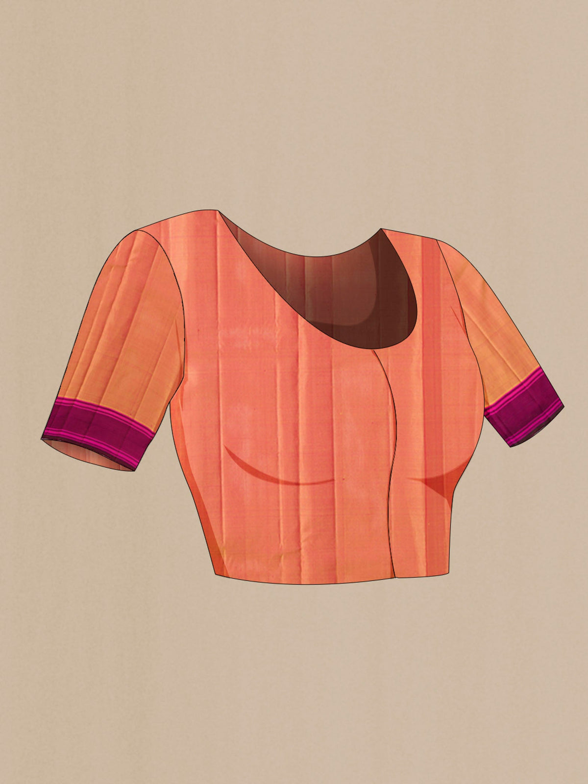 Close up image of the blouse of Mustard Kanchipuram Silk Saree with Zari Butta on the body and Plain Border