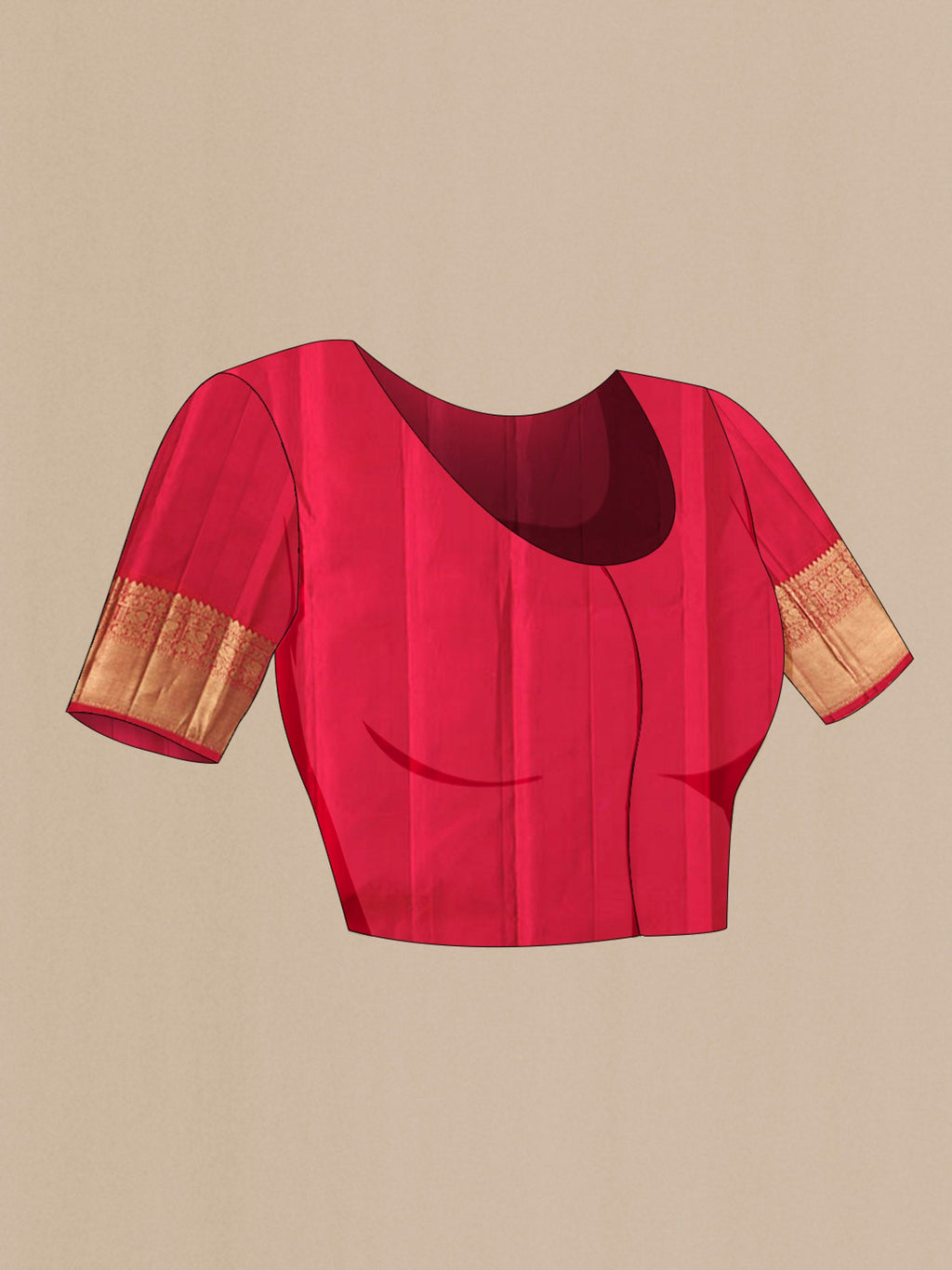 Close up image of the blouse of Green Kanchipuram Silk Saree with Zari Butta on the body and Zari Border