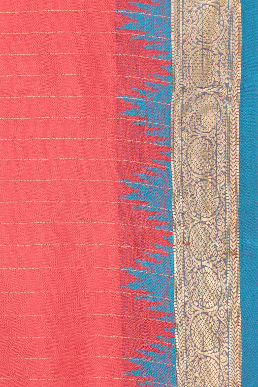 Border image of Red Dual Tone Kanchipuram Saree with Jacquard With Zari Butta on the body and Zari And Thread Border