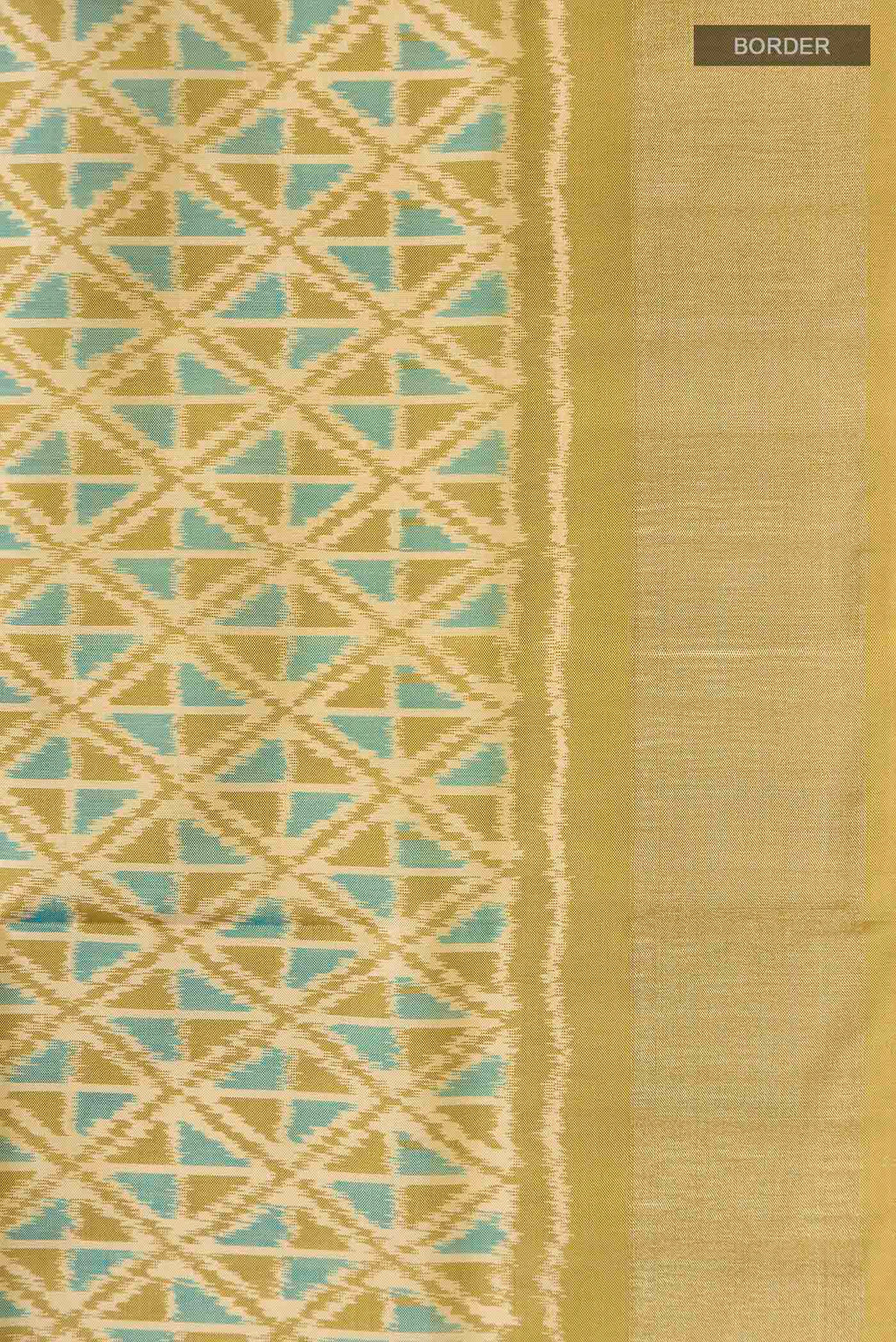 Border image of Green Pochampally Silk Saree with Pure Ikat on the body and Zari Border