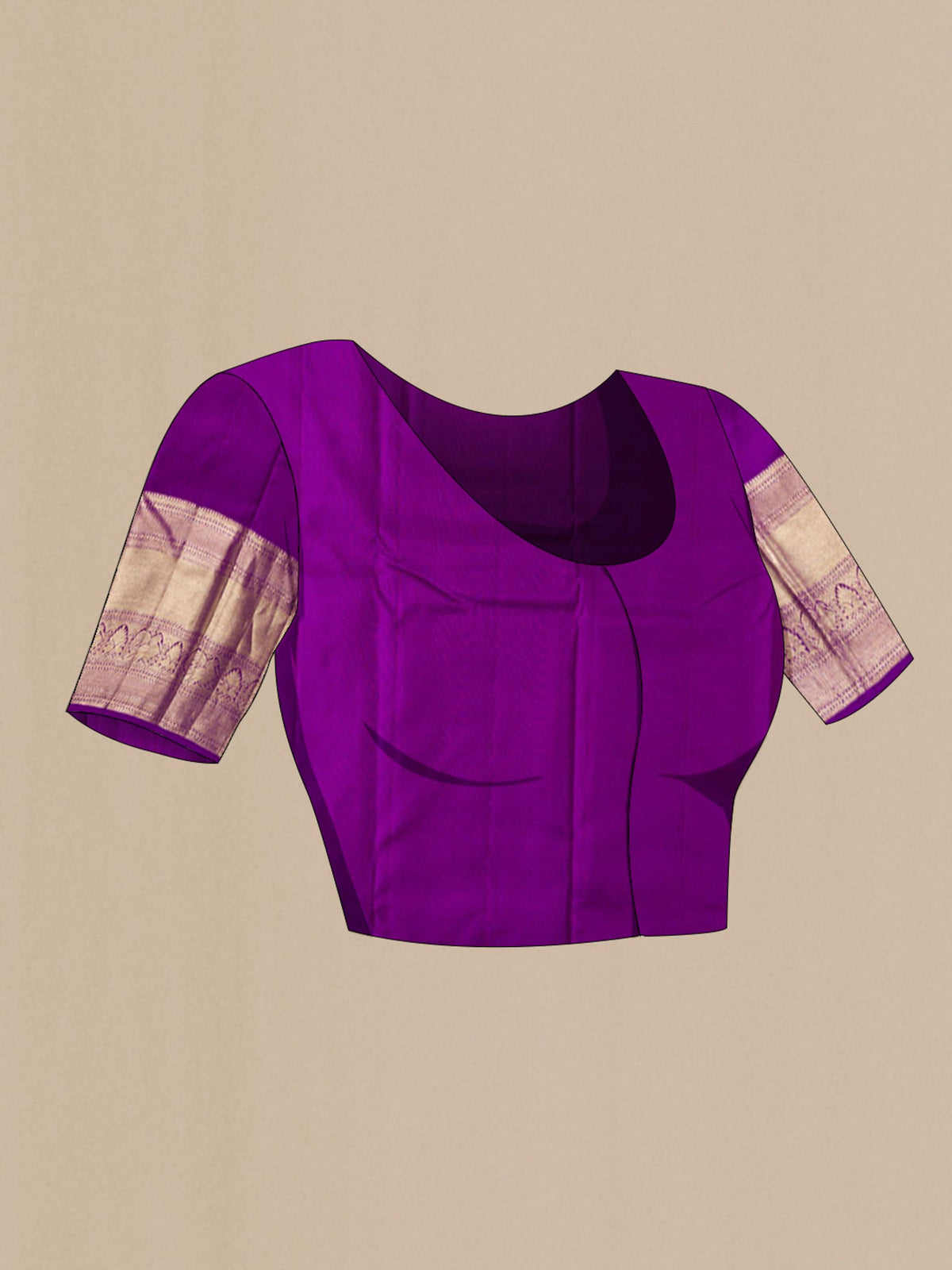 Close up image of the blouse of Green Kanchipuram Silk Saree with Zari Brocade on the body and Zari Border