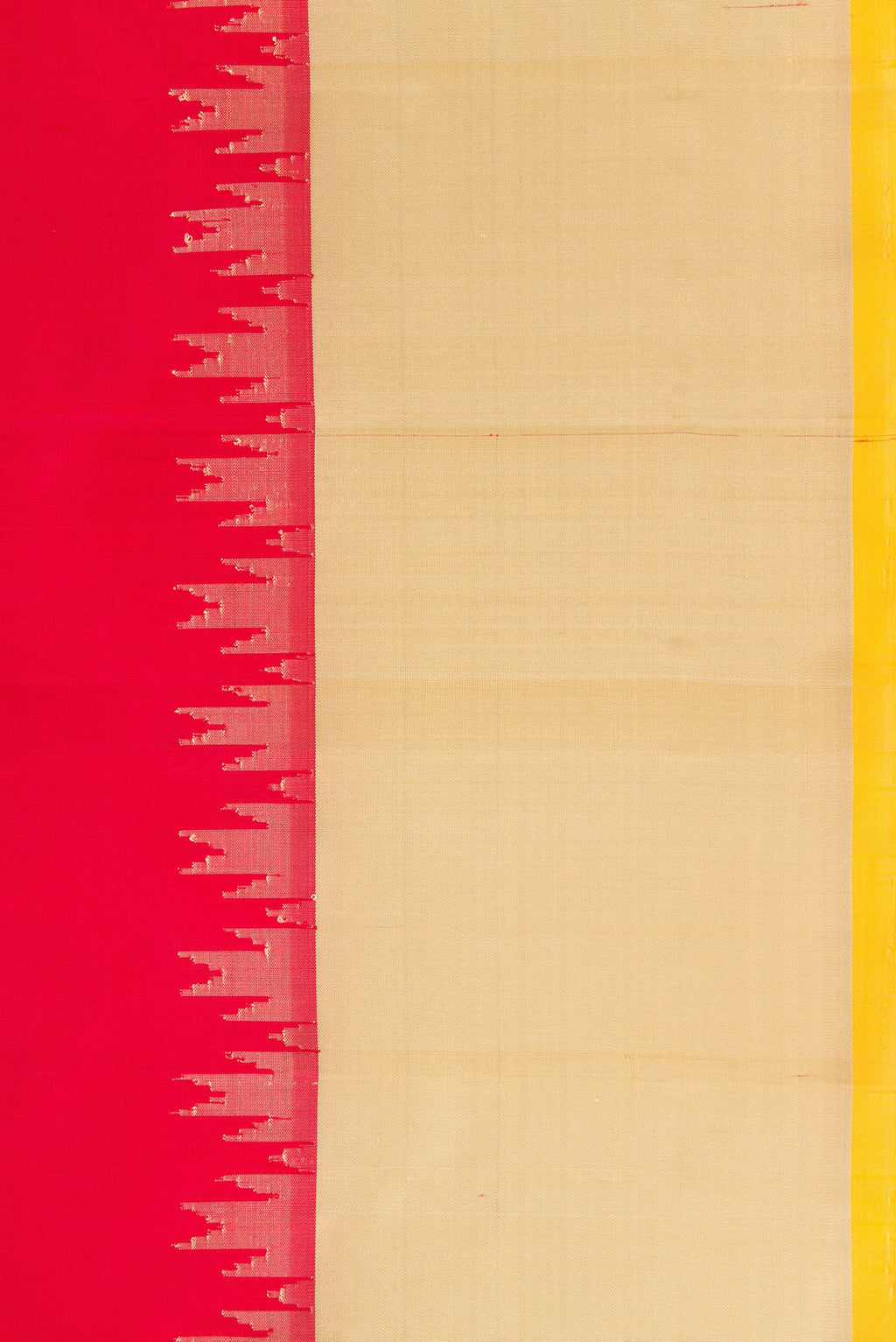 Border image of Red Dual Tone Gadwal Silk Saree with Plain Body and Temple Border. 