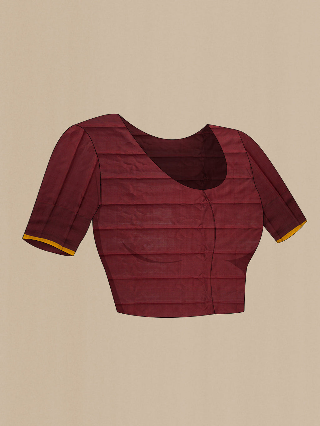 Close up image of the blouse of Sandal Dual Tone Gadwal Silk Saree with Plain Body and Plain Border. 