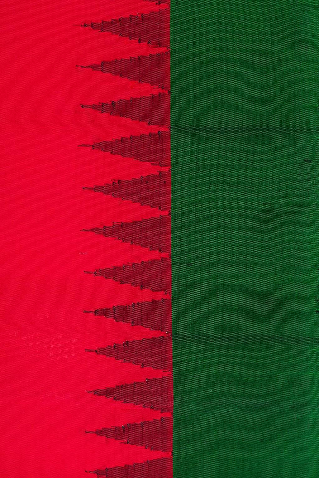 Border image of Red Dual Tone Gadwal Silk Saree with Plain Body and Temple Border. 