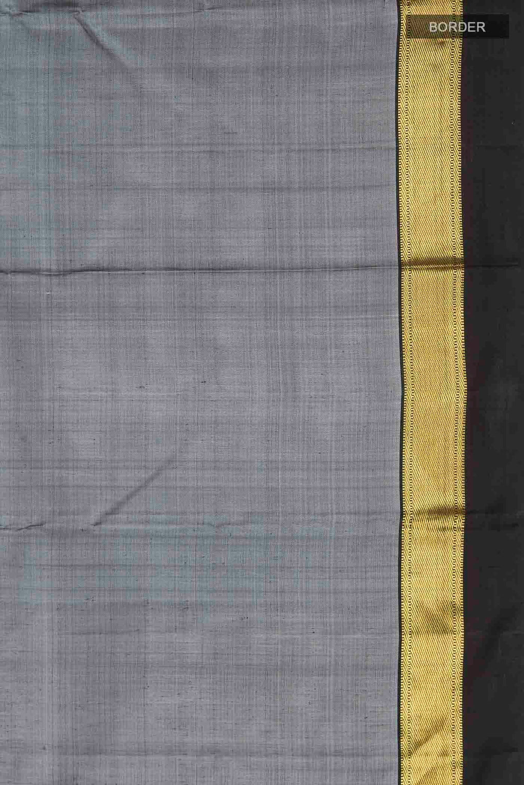 Border image of Grey Kanchipuram Silk Saree with Plain Body and Zari Border