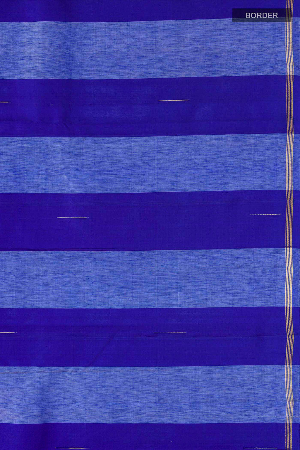 Border image of Blue Kanchipuram Silk Saree with Stripes on the body and Zari Border