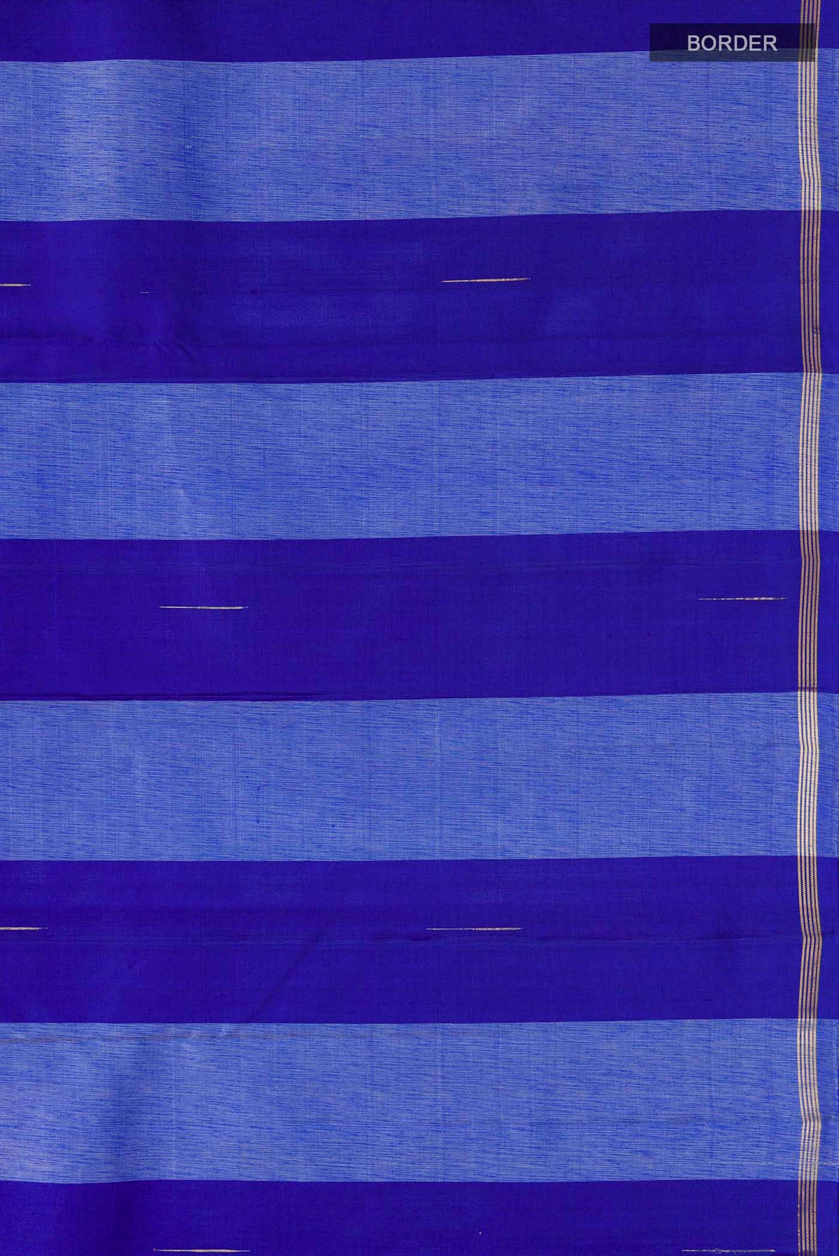 Border image of Blue Kanchipuram Silk Saree with Stripes on the body and Zari Border
