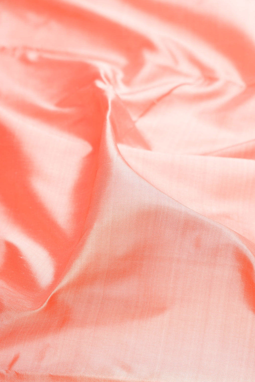 Close up of Pure Silk Pure Zari Golden Peach Kanchipuram Nine Yards Saree with Plain Body and Zari Border.  displaying folds