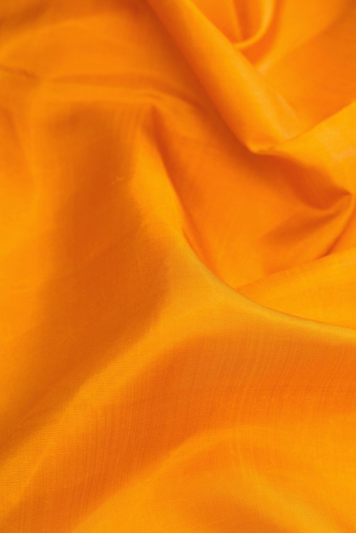 Close up of Pure Silk Pure Zari Mustard Dual Tone Kanchipuram Nine Yards Saree with Stripes on the body and Zari Border.  displaying folds