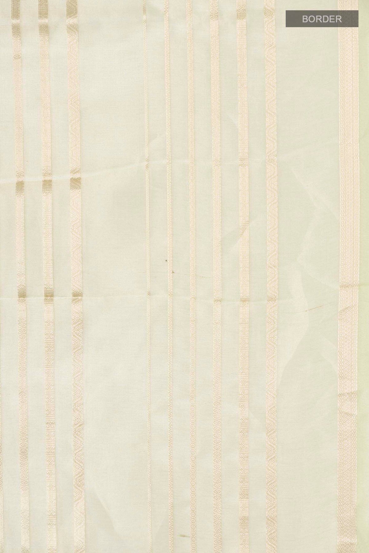 Border image of Beige Tissue Silk Saree with Stripes on the body and Zari Border