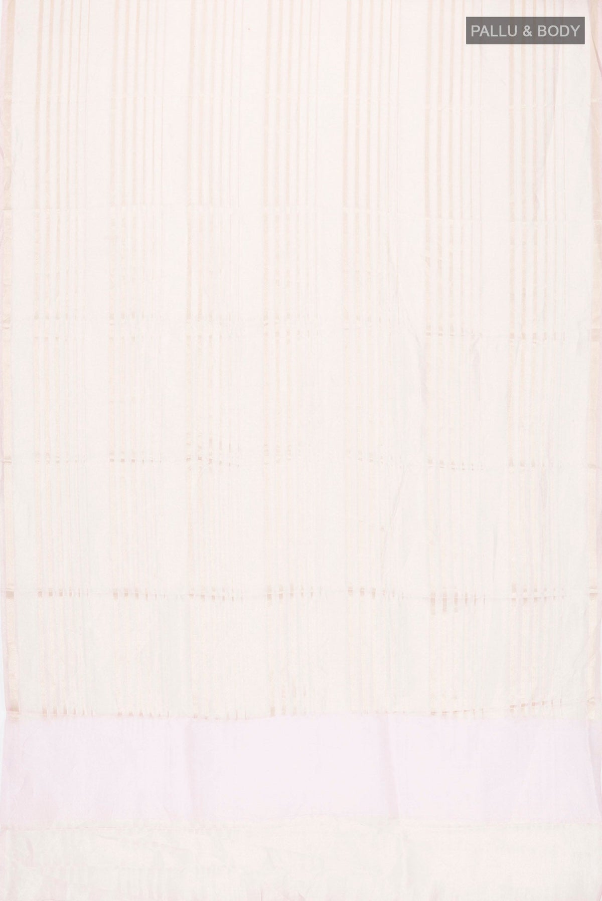 Flat view of Pink Tissue Silk Saree with Stripes on the body and Zari Border