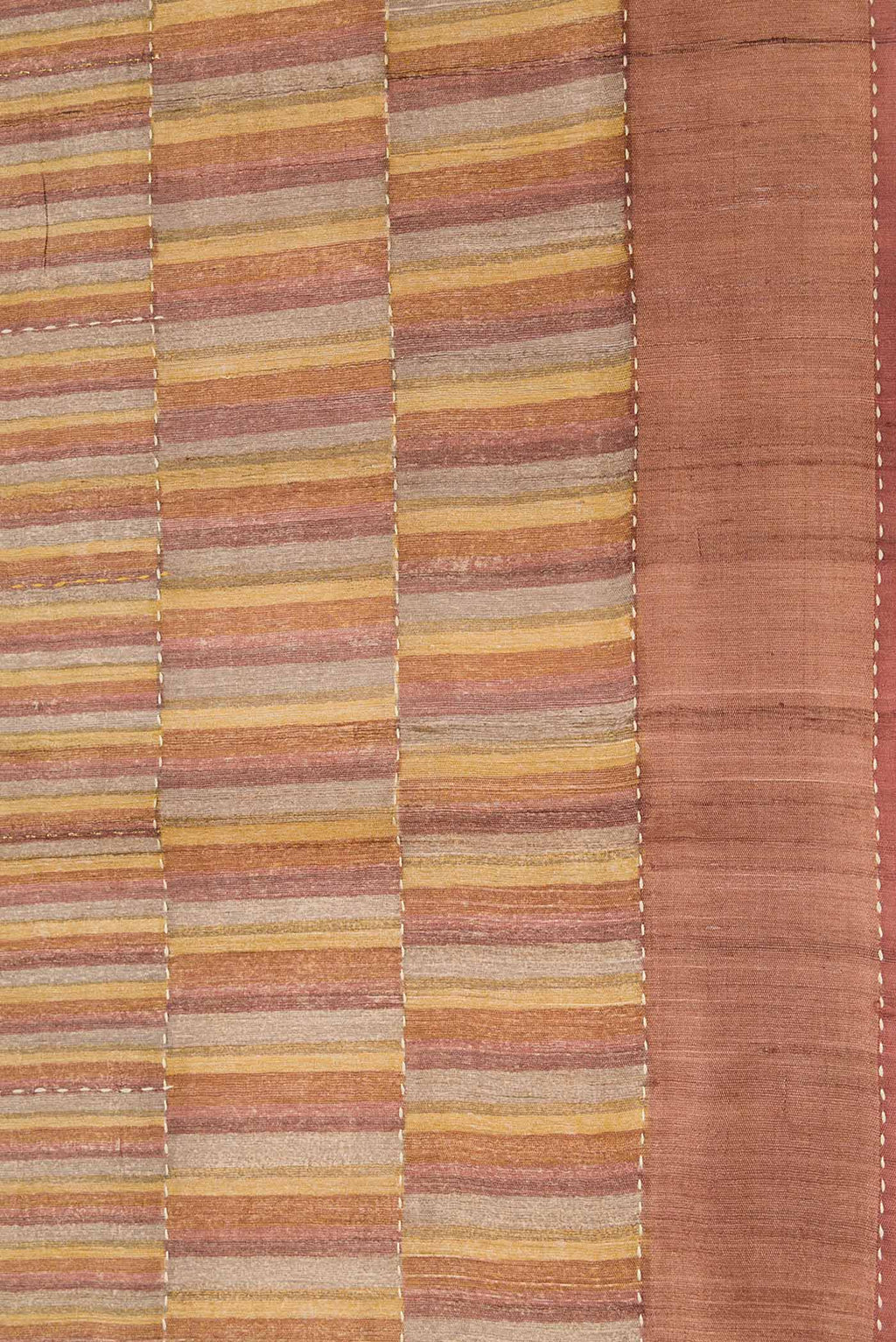 Border image of Mustard Dual Tone Tussar Silk Saree with Stripes on the body and Embroidery Border. 
