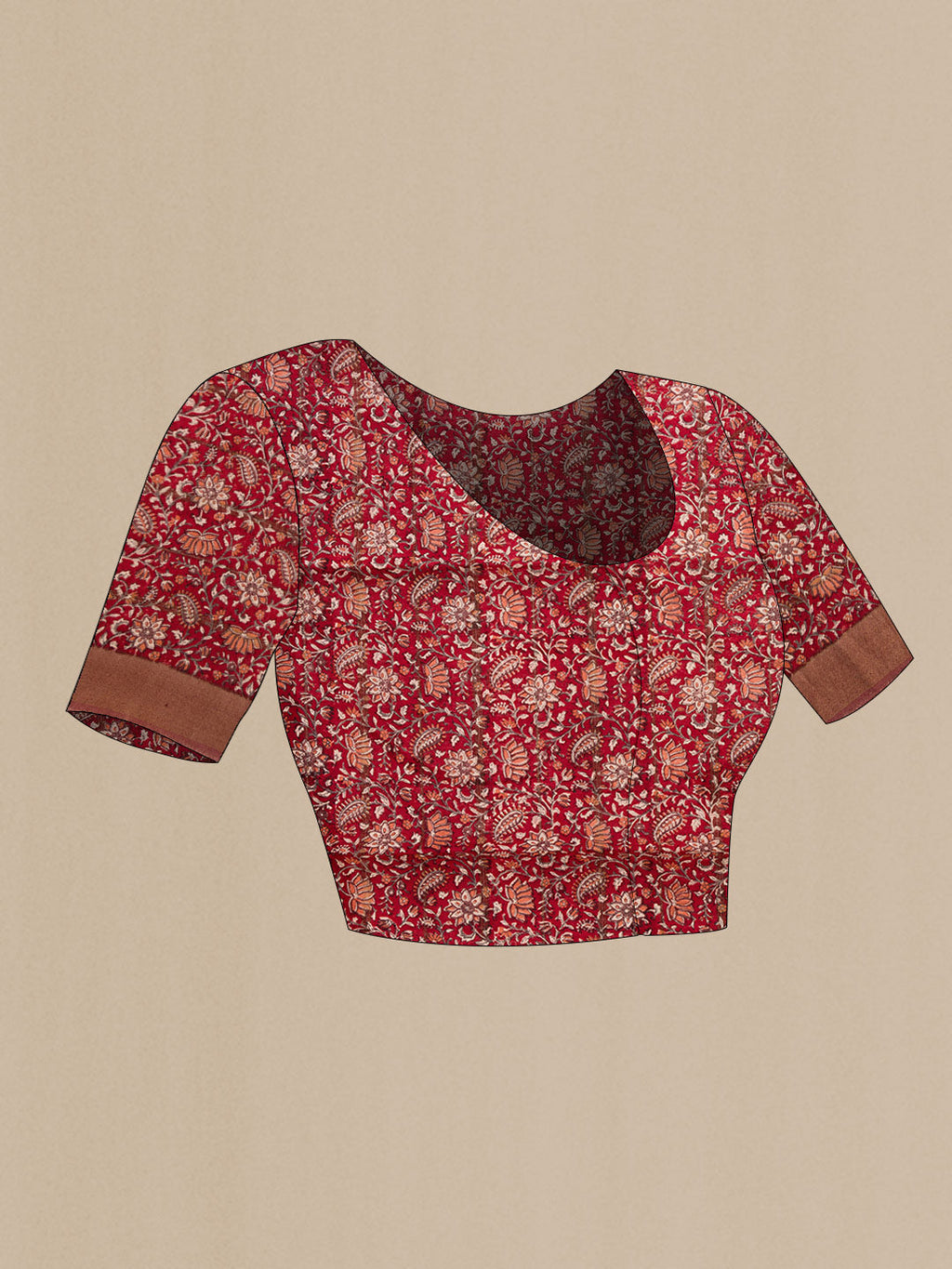 Close up image of the blouse of Bronze Dual Tone Tussar Silk Saree with Checked design on the body and Zari Border
