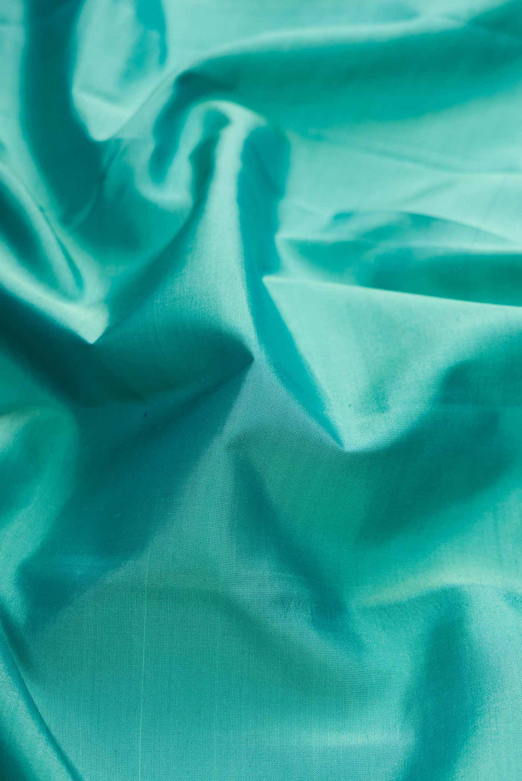 Close up of Green Dual Tone Kanchipuram Silk Saree with Zari Butta on the body and Ganga Jamuna Border displaying folds