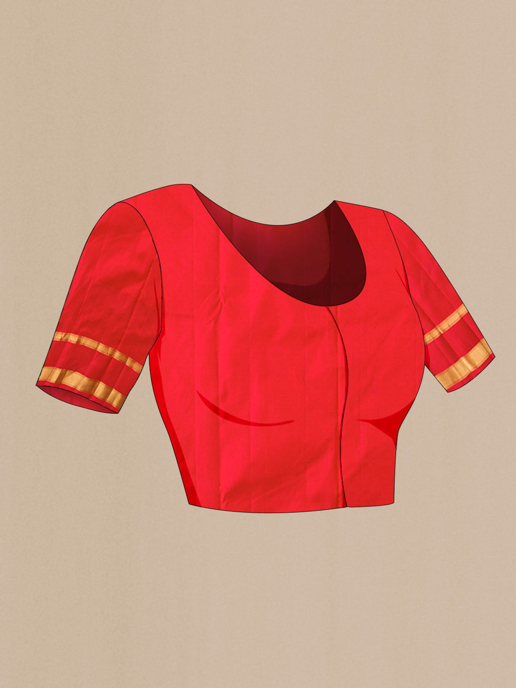 Close up image of the blouse of Yellow Kanchipuram Silk Saree with Plain Body and Zari Border