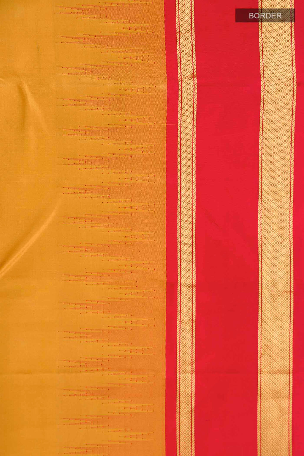 Border image of Yellow Kanchipuram Silk Saree with Plain Body and Zari Border