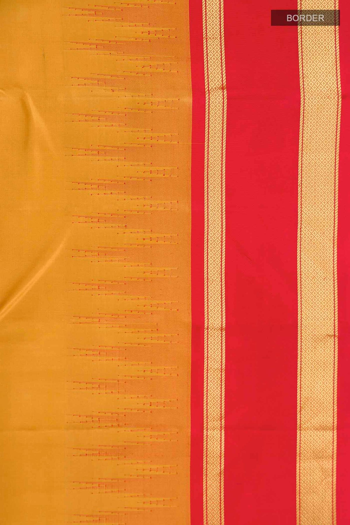 Border image of Yellow Kanchipuram Silk Saree with Plain Body and Zari Border