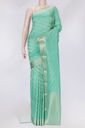 Sea Green Dual Tone Tussar Silk Saree with Zari Brocade on the body and Zari Border.  displayed on a mannequin