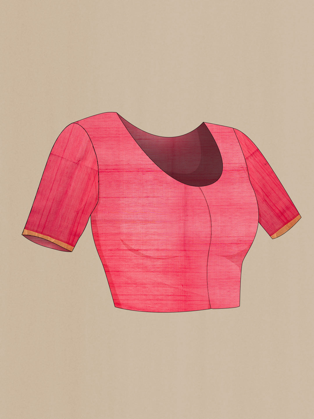 Close up image of the blouse of Red Dual Tone Silk Cotton Saree with Checked design on the body and Zari Border