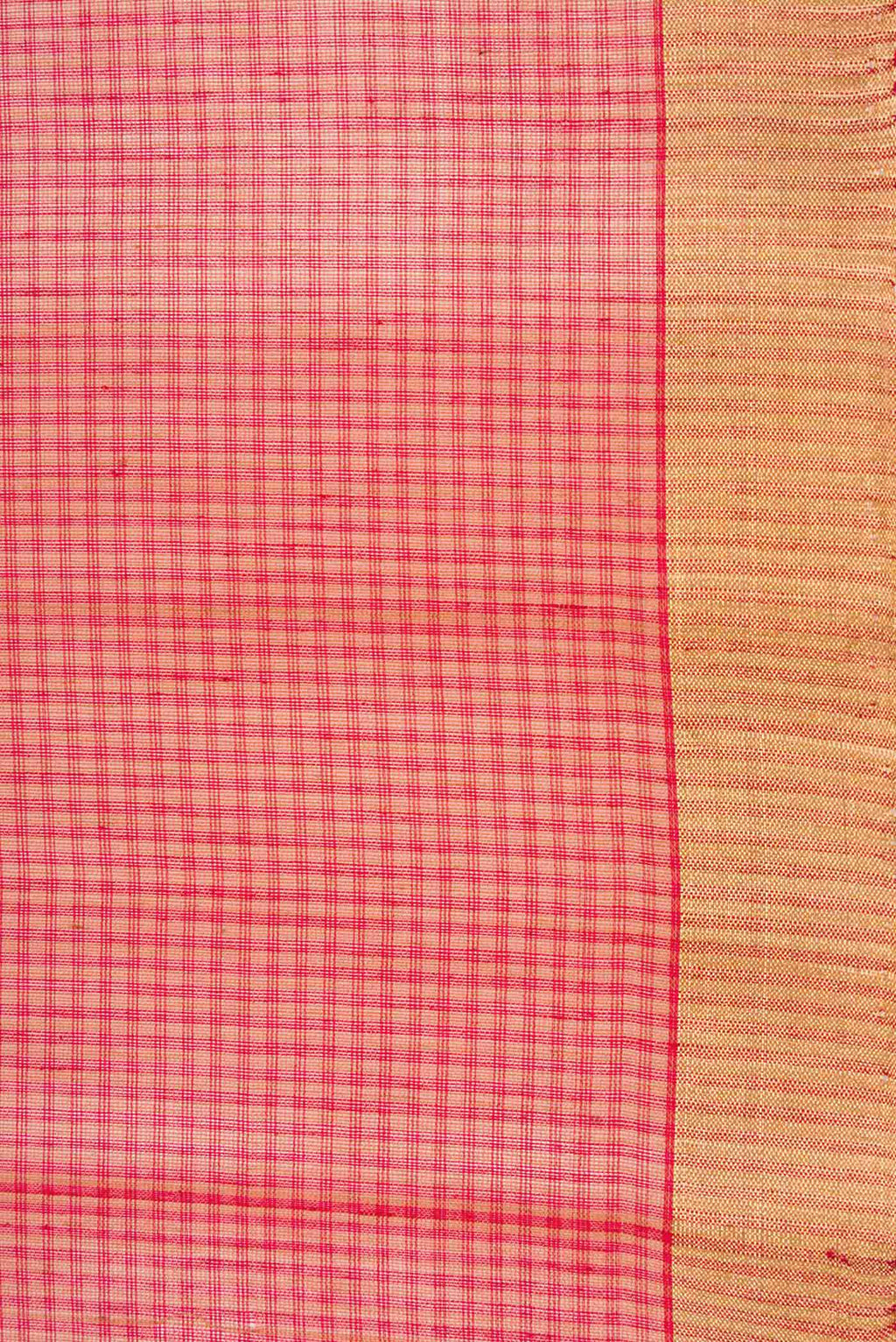 Border image of Red Dual Tone Silk Cotton Saree with Checked design on the body and Zari Border